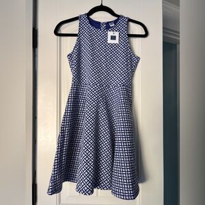NWT Janie & Jack Swing Navy White Sleeveless Bow Detail Girl's Dress